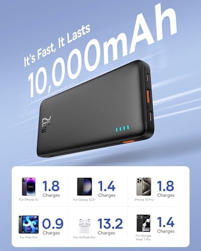 Baseus 20 W PD QC Power Bank – Ultra-Slim 10,000 m Ah Fast Charging Portable Charger with Dual USB-C Ports for i Phone 15/14/13/12/11, Samsung S23/S22, Google & LG – Lightweight & Enhanced Compatibility for On-the-Go Power Solutions