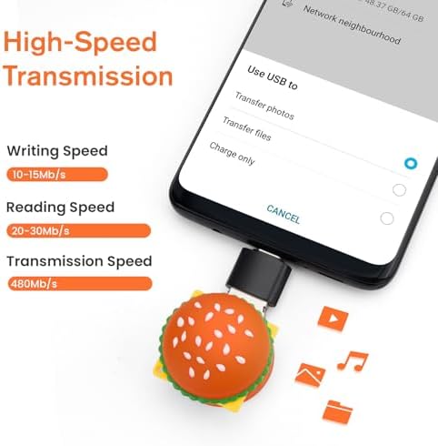 Delightful 64 GB Hamburger-Shaped USB Flash Drive – Quirky Novelty Thumb Drive for Unique Data Storage Solutions, High-Speed Transfer & Broad Compatibility for PCs and Laptops