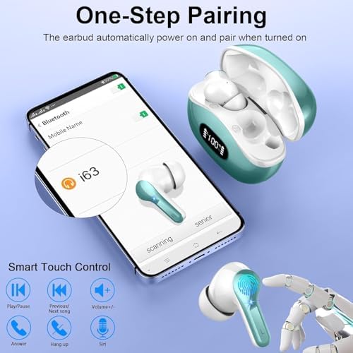AOTONOK 2025 Wireless Earbuds – Advanced Bluetooth 5.3 Headphones with 40-Hour Playtime, IP7 Waterproof Protection, and ENC Noise Cancelling Technology for Ultimate Audio Experience – Ideal for Music Enthusiasts and Professionals on the Move