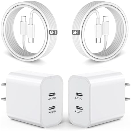 Revolutionize Your Charging Routine: Dual-Port Fast Wall Charger Set for i Phone 16 & 15 – Includes 6 FT USB C to C Cable – Rapid Power Delivery for i Pad Pro and More – Safety-First Design for Worry-Free Use – Ideal for Family and Travel Charging Needs