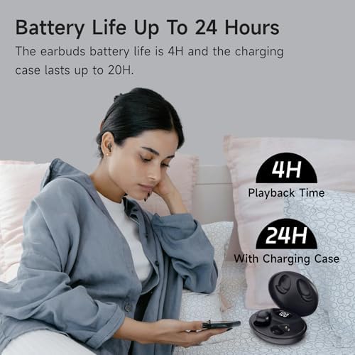 Revolutionize Your Rest with IFECCO Invisible Bluetooth Sleep Earbuds – Ergonomically Designed Wireless Headphones for Side Sleepers, IPX6 Waterproof for Versatile Use, Exceptional Noise-Cancellation for Deep Relaxation, Compatible with Multiple Devices (Black)
