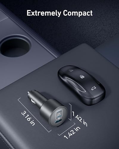 Anker 167.5 W Ultra-Compact 3-Port USB-C Car Charger for i Phone 16, Mac Book Pro/Air, Samsung S24/S23 – Fast Charging Adapter with Enhanced Compatibility for On-the-Go Power Solutions