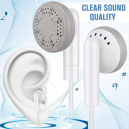 Kanayu 100 Pack Wired Earbuds – Individually Bagged Student Headphones for Classrooms, Premium Sound Quality for Learning and Entertainment, Lightweight and Durable Design for Kids and Adults, Compatible with Laptops and Tablets, Hygienic Audio Access for Educational Environments