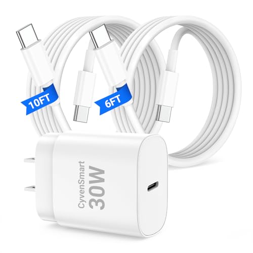 30 W USB-C Fast Charger for i Phone 16 & 15 Pro Max – Premium 6+10 ft Cable Included – High-Efficiency Power Adapter for i Pad Pro, Air & Mini – Compact, Portable Design for Maximum Convenience and Versatile Compatibility – Rapid Charging Solution for Mobile Productivity