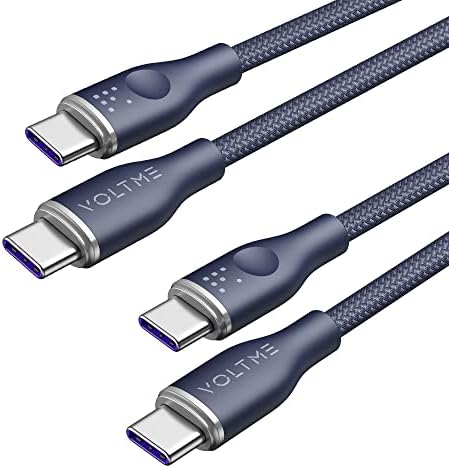 VOLTME 3.3 ft USB C Cable 2-Pack – Premium Nylon Braided Type C Charger for Fast Charging & High-Speed Data Transfer – Compatible with Mac Book Pro 2020, i Pad Pro 2021, Galaxy S22, Pixel, Switch & More – Durable, Universal Charging Solution in Grey for Enhanced Performance and Longevity