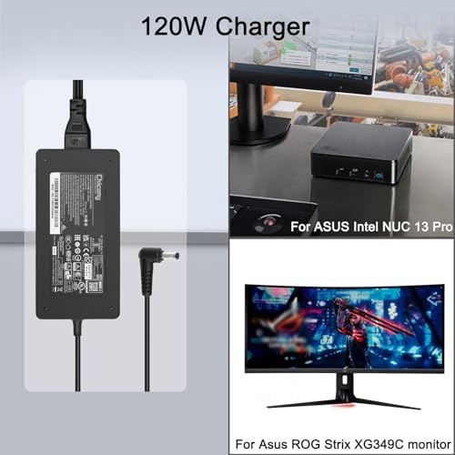 JUYOON 20 V 6 A 120 W High-Efficiency Charger for Intel NUC 13 Pro & 12 Pro Mini PCs – Optimal Power Supply for ASUS NUC Kits & Gaming Monitors, Enhanced Compatibility with ROG Swift and Strix Series, Ideal Replacement Adapter for Reliable Performance