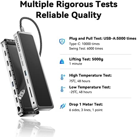 ESSAGER 8-in-1 USB C Hub with M.2 NVMe/SATA SSD Enclosure – 10 Gbps Data Transfer, 4 K HDMI 1.4 Output, PD100 W Fast Charging, Aluminum Alloy Design for Mac mini M1, M2, M3, M4 – Premium Performance and Versatile Connectivity Solution