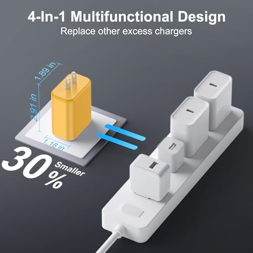 High-Speed USB C Charger Block 3-Pack – 40 W 4-Port Power Adapter for Quick Charge & Power Delivery, Compatible with i Phone 16/15/14/13/12/11/Pro Max & Tablets, Compact Wall Plug for Efficient Multi-Device Charging – Optimal Safety Features & Sleek Design