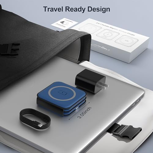 UCOMX Foldable 3-in-1 Wireless Charging Station: Ultimate Travel Charger for i Phone 12-16 Pro Max, Apple Watch Series 3-Ultra, and Air Pods Pro – Rapid Nano Technology for Fast, Safe Charging & Clutter-Free Convenience