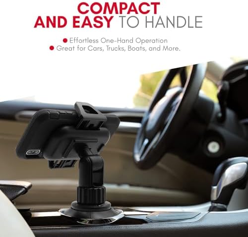 Universal Smartphone Cup Holder Mount by Macally – Adjustable Car Phone Holder for i Phone, Samsung & All Smartphones – Secure, Flexible, and 360-Degree Rotatable Design for Safe Driving and Easy Access