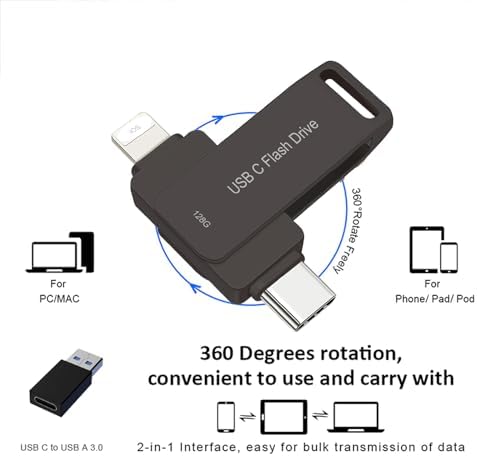 128 GB USB C Flash Drive for i Phone and Android – High-Speed Dual Drive Photo Stick for Effortless File Transfers and Reliable External Storage Solutions – Perfect for Photographers and Professionals