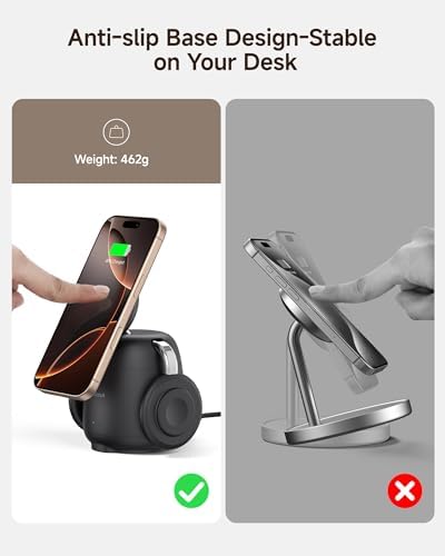 3-in-1 Wireless Charging Station for Mag Safe: Fast Charging Dock for i Phone 16/15/14/13/12, Apple Watch & Air Pods, Swan Scout 707 M – Streamlined Power Solution for Modern Tech Enthusiasts