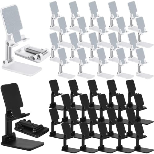 24 Pcs Cell Phone Stand Desk Table Adjustable Angle Height Phone Stand Foldable Portable Mobile Holder Silicone Pad Smartphone Tablet Holder Bulk for Office Travel Filming Photography – Enhanced Compatibility and Speed