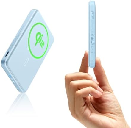 Ultra-Compact ESR Mag Safe Power Bank – 5,000 m Ah Fast Charging Battery Pack with Qi2 Certification – Slim 0.55 in Design for i Phone 16/15/14/13/12 – 15 W Wireless & 20 W USB-C Charger with Cable – Essential Travel Accessory for On-the-Go Power