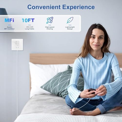 Lightning-Fast 20 W Apple Charger with MFi Certification – 6 ft USB-C to Lightning Cable Included for i Phone 14 Pro Max/14/13 Pro/12 Mini/12/11 & i Pad Air – Compact Power Block for Ultimate Portability and Rapid Charging Efficiency
