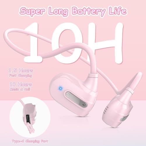 Golvery Kids Open Ear Bluetooth 5.3 Headphones – Ultra-Lightweight Wireless Earbuds with Built-in Microphone – 10-Hour Playtime for Safe Listening – Perfect for Learning, Play, and Enhanced Awareness – Ideal for Tablets, Phones, and Kindles