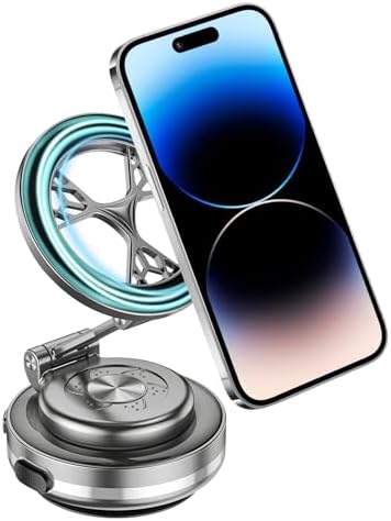 Mag Safe-Compatible 360° Rotating Car Phone Holder – Magnetic Vacuum Mount for i Phone 12-16 – Secure, Adjustable & Stylish Grey Accessory for Safe Driving and Hands-Free Navigation