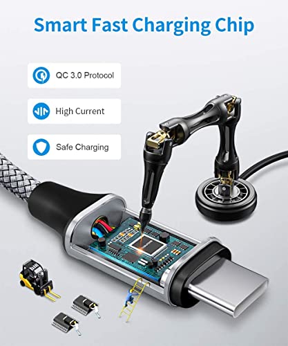 10-Foot Braided USB C Cable Trio – Fast Charging 3 A – Perfect for i Phone 16/15 Pro Max & Samsung Galaxy S Series – Durable Design for Home, Office, and Travel – Ultimate Compatibility & Efficiency in Charging and Data Transfer