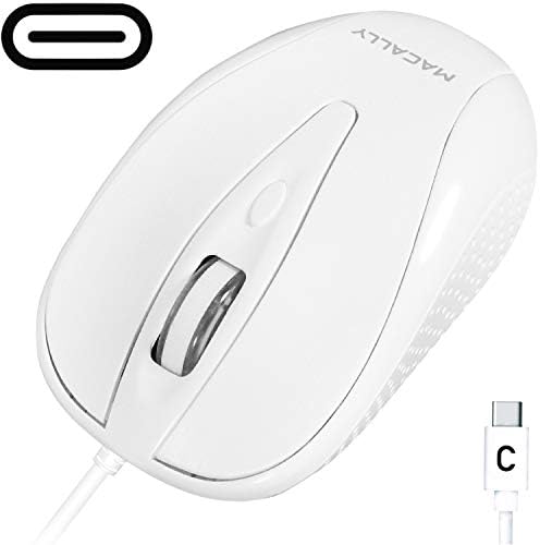 Ergonomic Macally Wired USB C Mouse – Precision Optical Sensor with Adjustable DPI (800/1200/1600/2400) for Seamless Mac & Windows Experience – Compact, Ambidextrous Design for Left and Right-Handed Users – Effortless Navigation with 3 Buttons & Scroll Wheel – Perfect Travel Companion for Enhanced Productivity