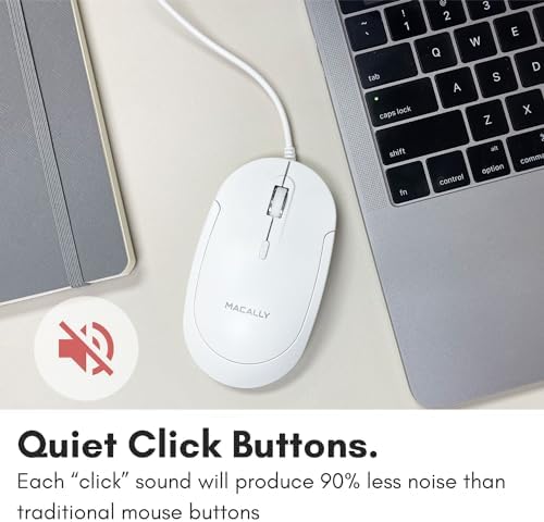 Ergonomic Macally Wired USB C Mouse – Precision Optical Sensor with Adjustable DPI (800/1200/1600/2400) for Seamless Mac & Windows Experience – Compact, Ambidextrous Design for Left and Right-Handed Users – Effortless Navigation with 3 Buttons & Scroll Wheel – Perfect Travel Companion for Enhanced Productivity