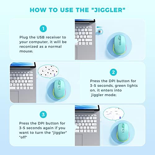 PEIOUS Rechargeable Wireless Mouse with LED – Innovative Jiggler Technology to Keep Your Computer Awake – Sleek Black Design for Optimal Comfort and Productivity