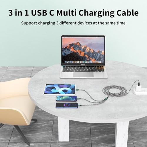 Ultimate 4-in-1 Fast Charging Cable – 65 W Multi-Device Charger with E-Mark Chip for i Phone 16/15/14/13, i Pad, and Laptops – High-Speed USB-C/Lightning Connectivity for Enhanced Performance and Versatility