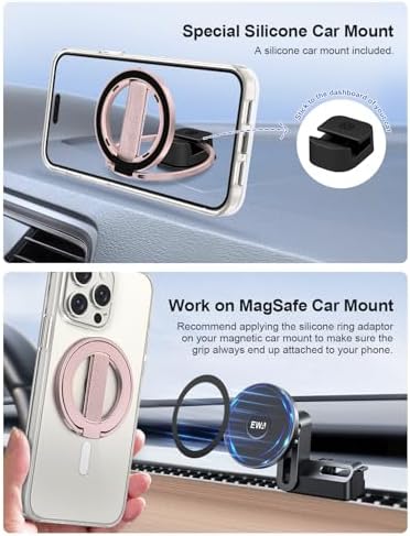 EWA Mag One Ultra Phone Grip Stand – Advanced Elastic Finger Loop & Magnetic Kickstand Holder for i Phone 16, 15, 14, 13 Pro/Max/Plus – Optimal Hands-Free Viewing & Superior Grip Stability – Sleek Black Design for Everyday Convenience