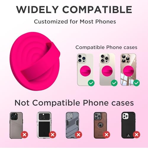 Upgraded Magnetic Phone Grip for i Phone: Premium Silicone Loop Holder with Mag Safe Compatibility – Ergonomic 360-Degree Stand, Non-Slip Design in Sleek Black for Enhanced Comfort and Secure Handling on i Phone 16/15/14/13/12 Pro Max/Plus