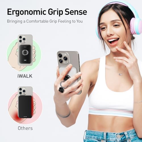 Magnetic Wireless Power Bank for i Phone – i WALK 10,000 m Ah Portable Charger with 15 W Mag Safe Fast Charging & USB-C PD 20 W – Built-in Stand for Hands-Free Use Compatible with i Phone 16/15/14/13/12 & Air Pods – Ultimate Convenience for On-the-Go Charging