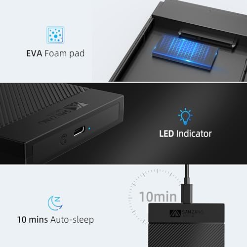 SAN ZANG MASTER 2.5 Inch High-Speed Hard Drive Enclosure – USB 3.1 Gen 1 to SATA III – 6 Gbps Data Transfer for 7-9.5 MM HDD/SSD – USB-C Compatibility – Optimized for Windows, PS4, Xbox – Enhanced UASP Trim Support – Sleek Black Design for Ultimate Data Security and Versatility