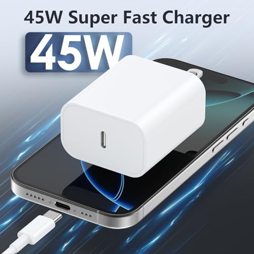 Essri 45 W PD 3.0 Ultra-Fast Charger Duo with 10 FT USB-C Cable – Premium Charging Solution for i Phone 16/15 Pro Max and Mac Book – High-Efficiency Power Delivery, Multi-Voltage Compatibility (20 V/2.25 A, 15 V/3 A, 12 V/2 A) – Perfect for On-the-Go Charging and Enhanced Device Performance