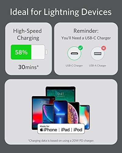 Anker 6 FT MFi Certified USB C to Lightning Cable – Rapid Power Delivery for i Phone 13 Pro, 12 Pro Max, 12, 11, X, XS – Durable Misty Blue Charging Solution with Reinforced Connectors for Optimal Performance and Stylish Flexibility
