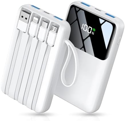 15000 m Ah Portable Power Bank with Built-in Multi-Cables, 22.5 W Fast Charging, and 6 Output Ports – Ultra-Slim Travel Battery Pack with Smart LED Display for i Phone 16/15/14/13, Samsung, and More – Perfect for On-the-Go Charging and Air Travel Safety