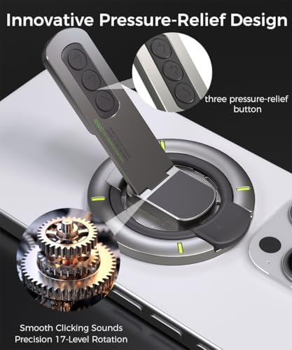 Revolutionary Mag Safe Phone Grip with 360° Rotating Kickstand – Premium Silicone Finger Ring for Secure Handling & Versatile Viewing – Innovative Damping Hinge Design for Gym, Workouts, and Video Calls – Universal Compatibility with All Phones (Black) – Elevate Your Mobile Experience