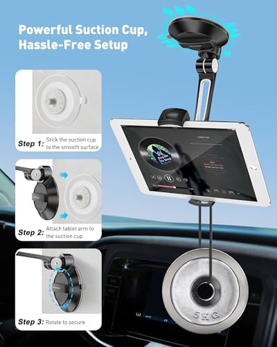 Maximize Your Mobile Utility with the Above TEK i Pad Suction Mount – Versatile Phone & Tablet Holder for 4″-11″ Devices | Secure Suction Cup Technology for Cars, Trucks, and Home Use | Adjustable Arm for Perfect Viewing Angles | Lightweight and Durable Design for Easy Portability | Ideal for Hands-Free Navigation, Streaming, and Calls | Elevate Your Experience on Windows, Mirrors, and Dashboards