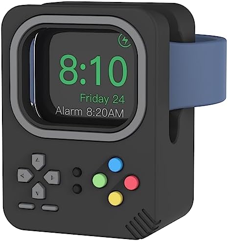 Delidigi Silicone Charging Dock for Apple Watch – High-Speed, Secure and Portable Stand for Ultra, SE2, Series 8-1 (49 mm-38 mm) – Stylish Dark Grey Design Ensuring Stability and Effortless Charging Convenience