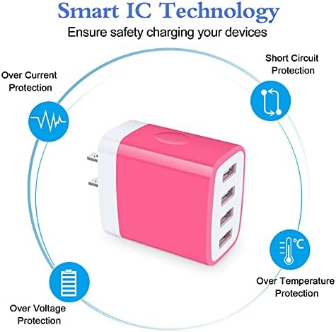 Ultra-Fast Multi-Port USB Charger for i Phone 16 & Samsung Galaxy – 4.8 A Power Adapter Wall Plug for Rapid Device Charging – Compact Cube Design with Enhanced Safety Features for Home & Travel Use