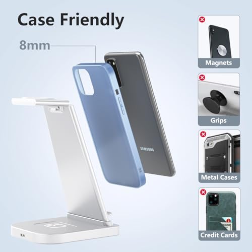 Revolutionary 3-in-1 Wireless Charging Station for Apple Devices – Ultra-Fast i Phone 16-11 Pro Max, Apple Watch, and Air Pods Dock – Sleek Design & Enhanced Safety Features for Effortless Power Management – Perfect Charging Solution for Modern Apple Enthusiasts (White)