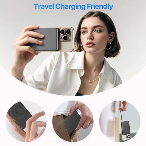 Ultra-Slim Magnetic Wireless Power Bank – 5000 m Ah High-Speed 20 W PD Charger for i Phone 16, 15, 14 & More – Lightweight Portable Battery Pack with USB-C Cable – Ideal for Air Pods & Apple Watch – Premium Safety Features for Reliable On-the-Go Charging – Effortless Compatibility with All Type-C Devices