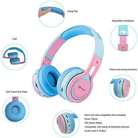 Vibrant Contixo KB-2600 Kids Bluetooth Headphones – Safe 85 d B Volume Limiting Over-Ear Design with Built-in Mic, FM Radio & Micro SD Slot – Portable Foldable Fun in Eye-Catching Green & Orange for Ultimate Audio Adventure