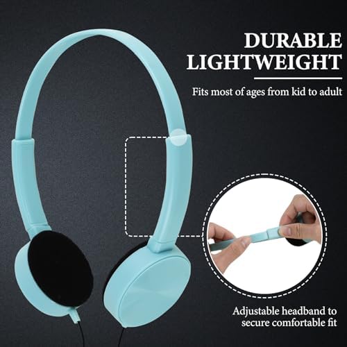 GEEKRIA 12-Pack Classroom-Ready Wired Headphones – Adjustable On-Ear Design for Kids and Students, Perfect for Learning Environments, Libraries, and Group Activities – Durable Headset with Superior Comfort and Device Compatibility for Enhanced Focus and Collaboration