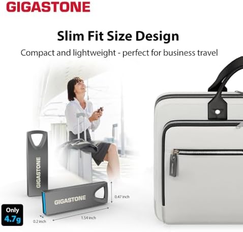 GIGASTONE 64 GB Ultra-Fast Nano Flash Drive Z90 – Compact USB 3.2 Gen 1 Storage Solution with 120 MB/s Speed, Lightweight Metal Design for PC/Mac/TV/Car Compatibility, Perfect for Reliable Data Backup and Quick File Transfers