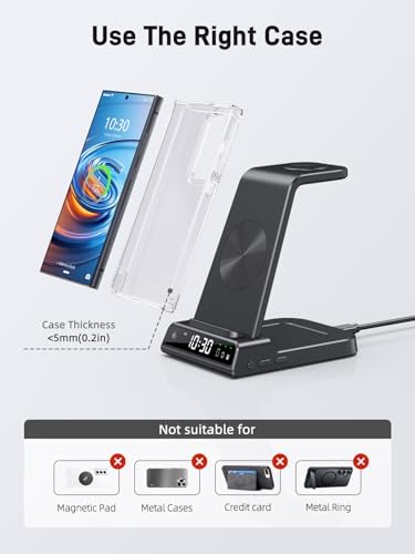 Ultimate 3-in-1 Wireless Charger for Samsung Devices – Fast Charging Station for Galaxy S24 Ultra, S23 Ultra, Z Flip 5, Fold 5, Galaxy Buds & Watch 6/5/4/3 – Effortless Compatibility & Sleek Design for Modern Living