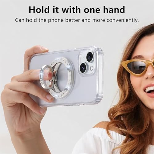 Elevate Your Mobile Experience with the Premium Glitter Gold Magnetic Phone Ring Holder – Perfectly Compatible with Mag Safe for i Phone 12-16, Adjustable Kickstand for Effortless One-Handed Use, Enhanced Grip for Secure Handling and Stylish Aesthetics