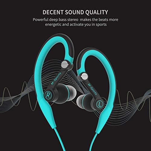 Sweatproof Wired Earbuds with Over-Ear Hooks – High-Performance Sport Headphones for Gym, Running & Jogging – 3.5 mm Jack Compatible – Enhanced Sound Quality & Secure Fit for Active Lifestyles