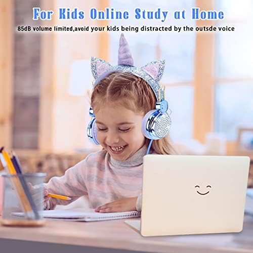 Magical Unicorn Over-Ear Headphones for Kids – Adjustable Wired Headset with Built-In Mic, Exceptional Sound Quality for School and Play – Ideal Gift for Girls and Teens’ Audio Adventures