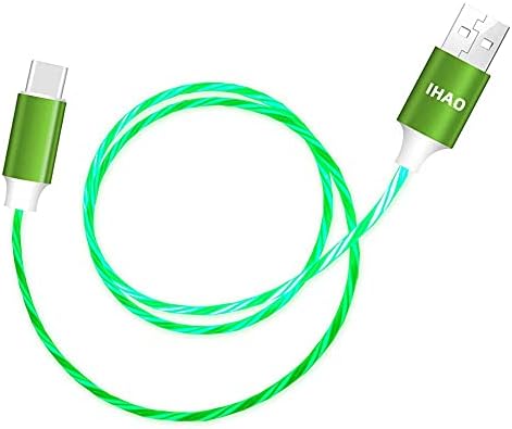 IHAO 60 W USB Type C to Type C Fast Charging Cable with LED Current Indicator – High-Speed Data Transfer for Android & i OS Devices – 39 Inch Universal Charger in Vibrant Green – Durable, Efficient Power Delivery for Modern Tech