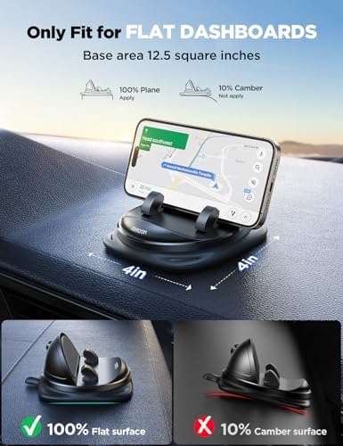 JOYROOM 360° Rotatable Car Phone Holder – Adjustable Dashboard Mount for Seamless One-Hand Operation – Universal Fit for 4-7″ Smartphones including i Phone 16 Pro & Samsung S25 – Optimal Viewing & Enhanced Safety Driving Experience