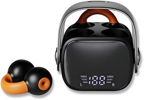 Elevate Your Active Lifestyle with Ultra-Lightweight Bone Conduction Wireless Ear Clip Headphones – Featuring Cutting-Edge Bluetooth 5.3 for Effortless Pairing, IPX5 Waterproof Certification for Rugged Use, and Open-Ear Design for Continuous Awareness During Workouts – Perfectly Engineered Compact Fit for Smaller Ears with Intuitive LED Battery Indicator for Hassle-Free Monitoring