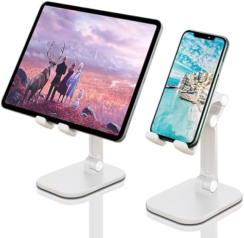 Phone Stand, Adjustable Height and Angle Foldable Cell Phone Stand Holder for Desk, Taller iPhone Stand Compatible 4-11 Inch All Mobile Phone/iPad/Tablet – Black (Black) – Enhanced Compatibility and Speed